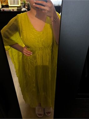 Flowy Lime Green Pura Seta Dress